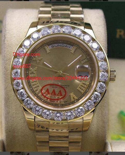 

бесплатная доставка последняя версия super gold dial day-date 2 ii 18k 41mm president yellow gold bigger diamond автоматические мужские мужс, Slivery;brown