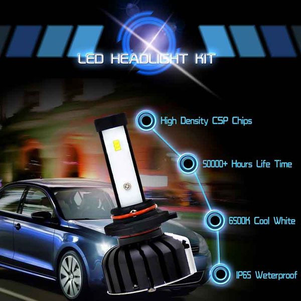 

car 2pcs 9006 hb4 led headlight bulb kit 80w 6000k 8000lumens extremely brigh yellow fog light bulbs quick heat dissipation