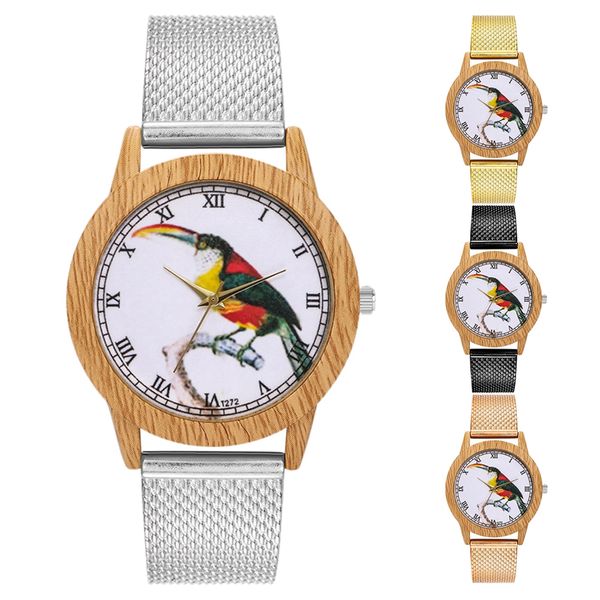 

мода большой циферблат часы мужчины женщины леди кварцевые унисекс наручные часы, Slivery;brown