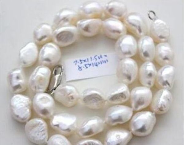 

classic 10-11mm south sea natural baroque white pearl necklace 18inch, Silver