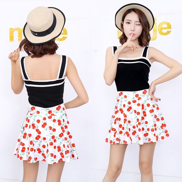 

female safety skirts flower printed skirts a line skirt high waist skirts fashion clothes large size 150pcs, Black