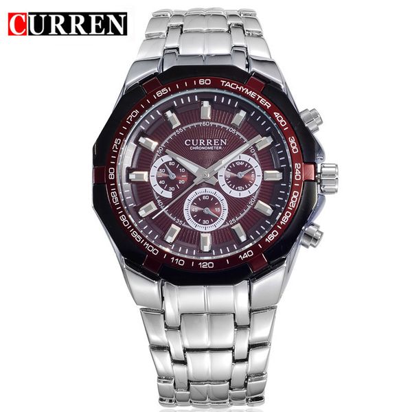 

mens watches 2018 curren full steel quartz men's wrist watch fashion sport male clock relogio masculino, Slivery;brown