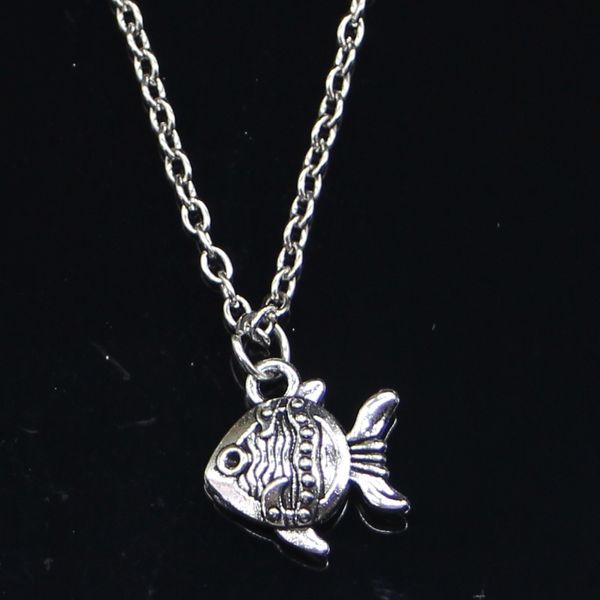 

20pcs new fashion necklace 14x15mm double sided fish goldfish silver pendants short long women men colar gift jewelry choker
