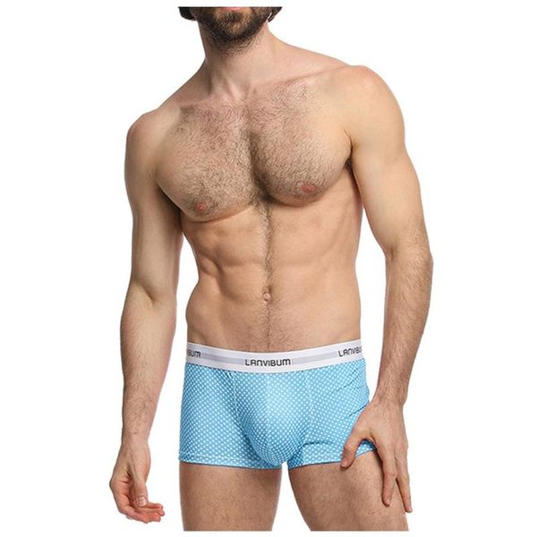 

men underwear mid-waist slim fit big bulge pouch breathable comfortable dot print casual male panties boxer cuecas, Black;white