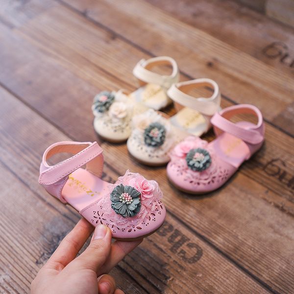

newborn girls toddler baby summer sandals princess shoes for little girls flower children cute hollow beige pink sandals new, Black;red