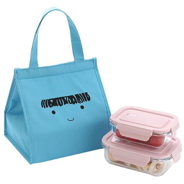 

storage picnic fashion insulation home aluminum foil large capacity students lunch bag cute cartoon travel handbag waterproof, Blue;pink