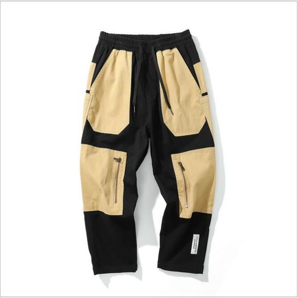 

2019 fashion mens hip hop streetwear men's joggers straight leg pants men casual matching cargo pants trousers, Black