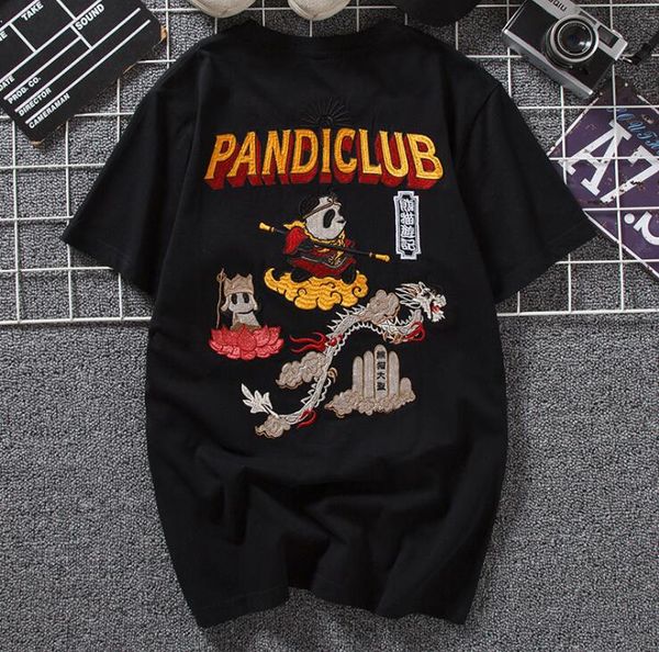 

pandiclub футболка мужская вышивка лето черный с коротким рукавом футболки мужская одежда топы дизайнерские топы homme, White;black