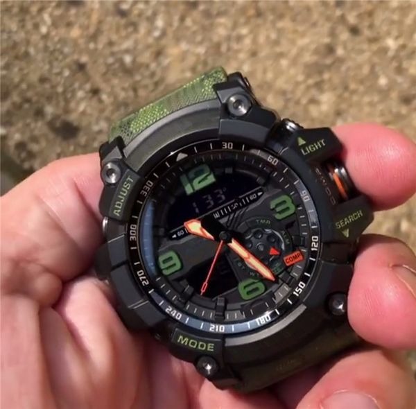 

camouflage men wristwatch small working dail multi functional g style shock watches analog quartz outdoor waterproof clock, Slivery;brown