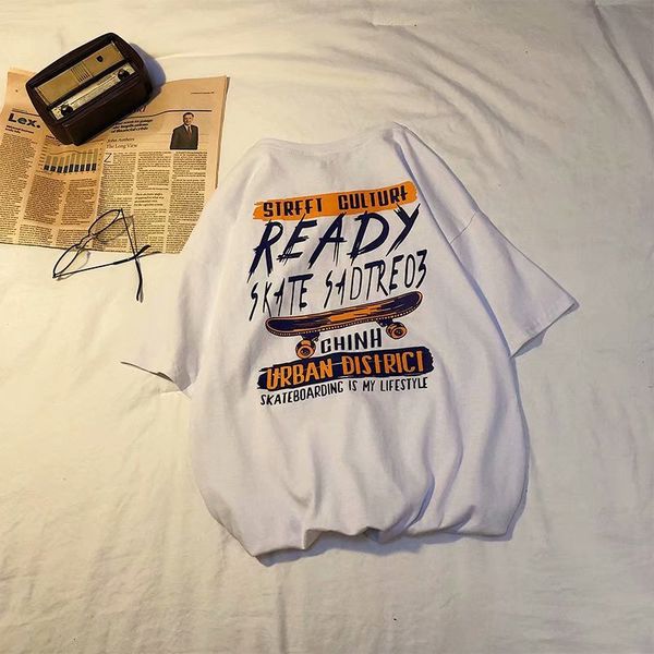 

youth student lovers t-shirt body shirt men short sleeves loose-fitting half sleeve shirt fashion designer t-shirt men's wear, White;black