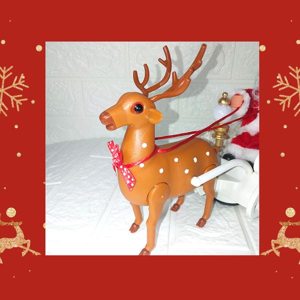 

electric santa claus doll elk sled toy walking music elk pull cart toy christmas decor ac889