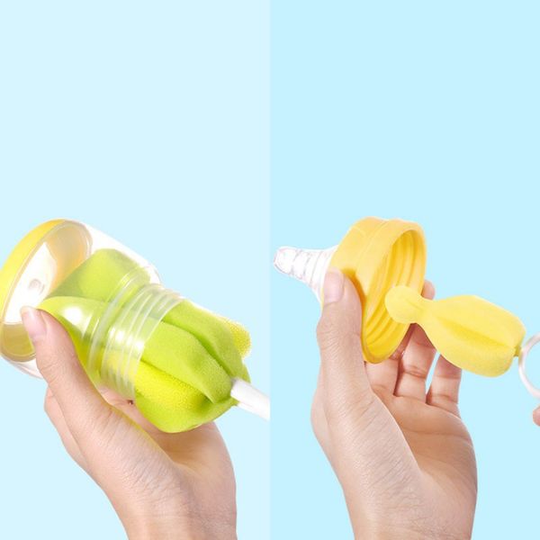 

new 2019 360 degree rotating sponge baby nipple brush babies teat cleaning feeding bottle brushes infant pacifier cleaner