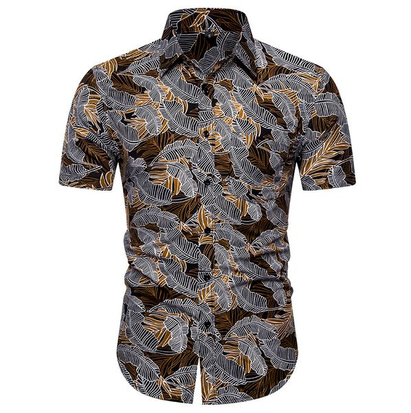 

summer men's shirt casual short sleeve male shirt button hawaiian print beach quick dry blouse streetwear camisa masculina, White;black
