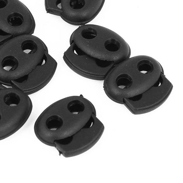 

10 pcs 4.5mm dia double hole drawstring cord locks for clothing hood, Black