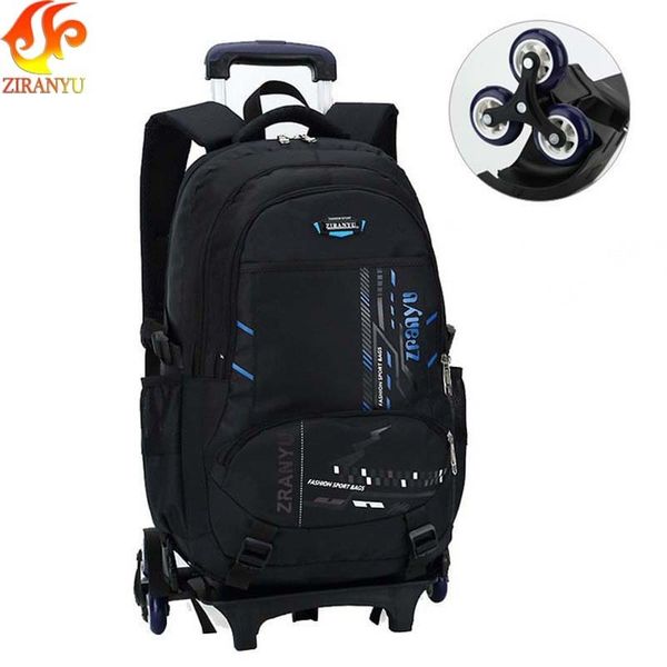 

ziranyu latest removable children school 2/6 wheels stairs kids boys girls backpacks trolley schoolbag luggage book bags y190529