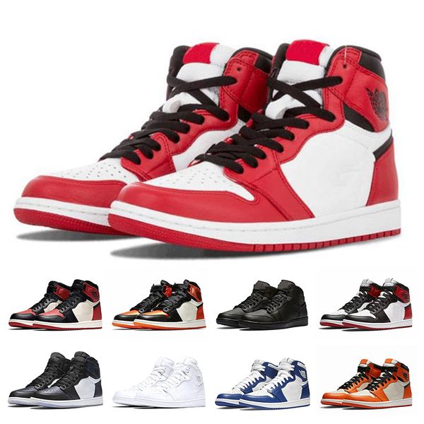 

New 1S Basketball Shoes High OG Bred Toe Royal Print Men 1s Top Chicago Backboard Shadow Multicolor Sneakers Size 36-47