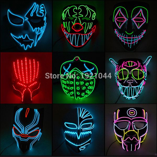 

35 style new halloween party mask glowing carnival led mask for party multicolor luminous halloween decoration