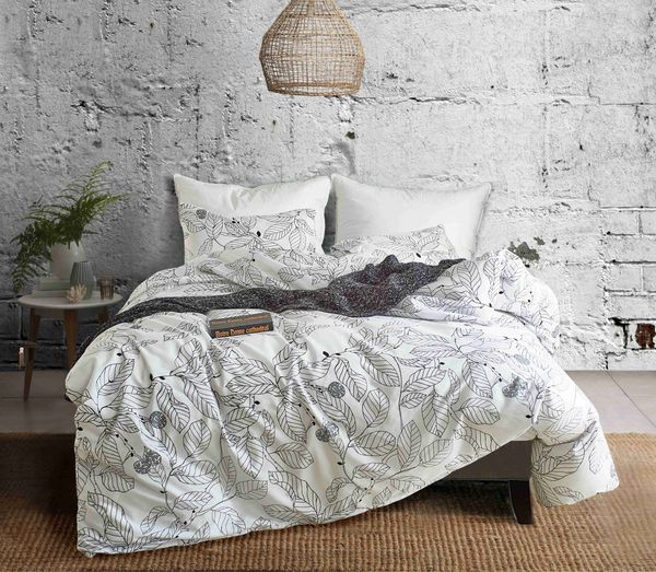 2020 Cozy Leaf Duvet Cover Set Queen Lightweight Soft White