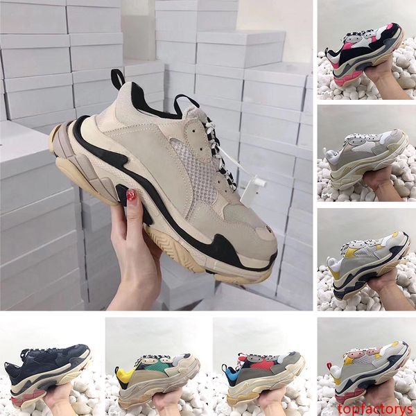 

2020 мода роскошный дизайнер triple s paris 17fw кроссовки мужчины женщины тренеры спорт повседневная папа обувь triple-s бежевый черный вин