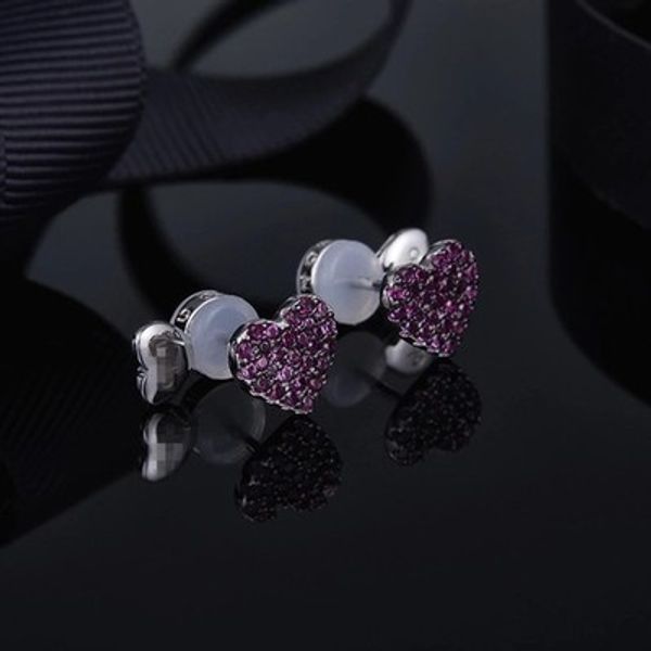 

wholesale-red silver heart shape stud earrings, Golden