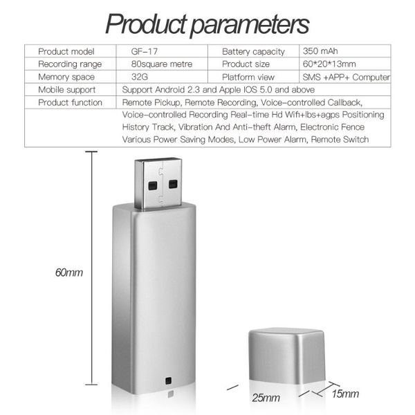 

new gf17 portable mini gps miniature tracker locator positioning remote listening voice control callback recording app control