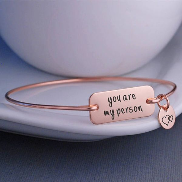 

you are my person bracelet, grey's anatomy quote, you're my person jewelry, friend bangle bracelet anniversary gift yp3746, Black