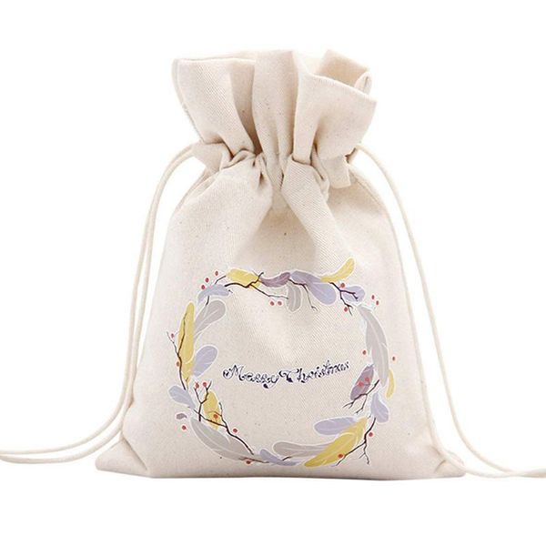 

unique design large christmas gift bag home party decoration vintage drawstring canvas dinner table gift bag supplies 11#