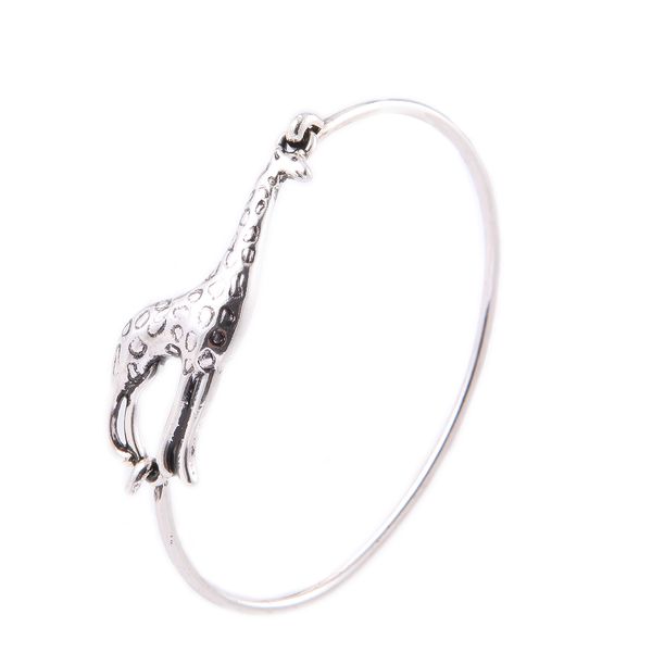 

cute giraffe bangle girls female lovely cute gold silver color jewelry giraffe animal bangle bracelet, White