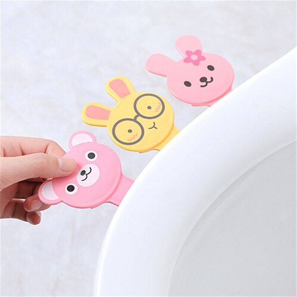 

1pc cute cartoon cover lifter toilet seat handle sticker bathroom lid cover lifter portable sanitary tool toilet seats