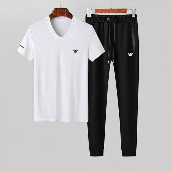

2020 men's designer sets spring summer t-shirt and pants for men cotton stretch waist classic wild casual, Gray