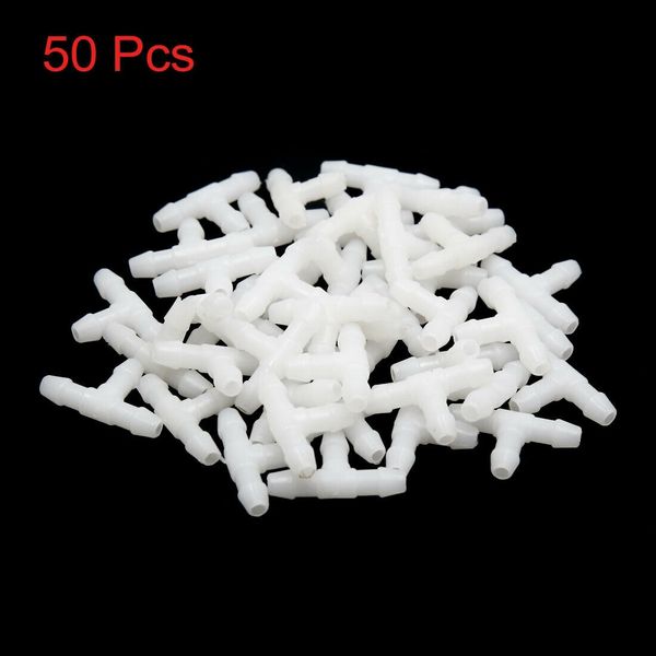 

auto car 3mm inner dia t-piece tube hose pipe tee connector fittings white 50pcs
