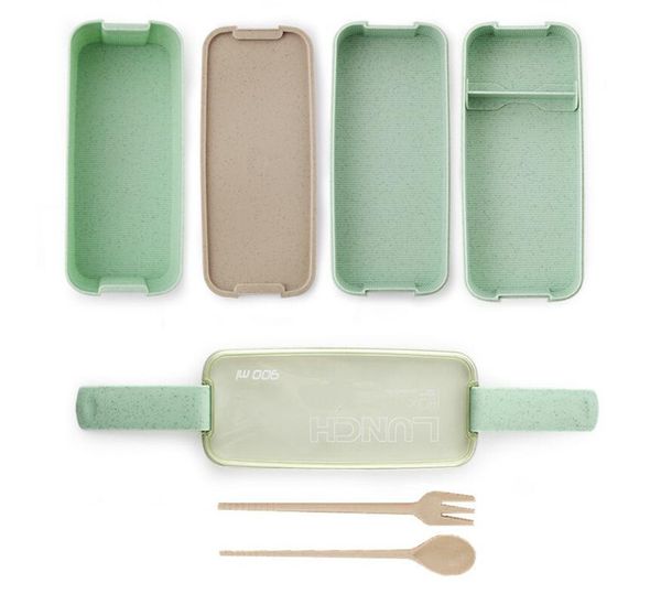 

new home 900ml portable healthy material lunch box 3 layer wheat straw bento boxes microwave dinnerware food storage container foodbox