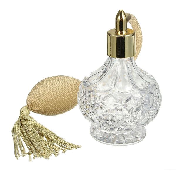 

80ml fashion spray perfume bottle empty clear crystal vintage gold long spray tassels parfume atomizer pump refillable glass bottles bulk