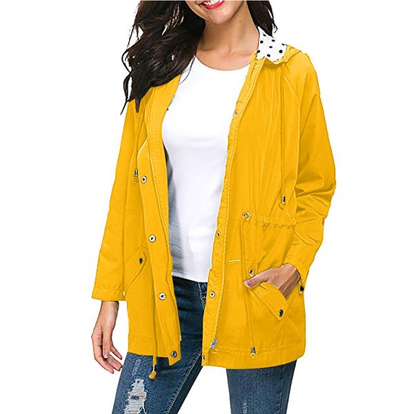 

hiking outwear pocket anti rain women hooded jacket camping casual waterproof drawstring waist outdoor sports windproof, Blue;black
