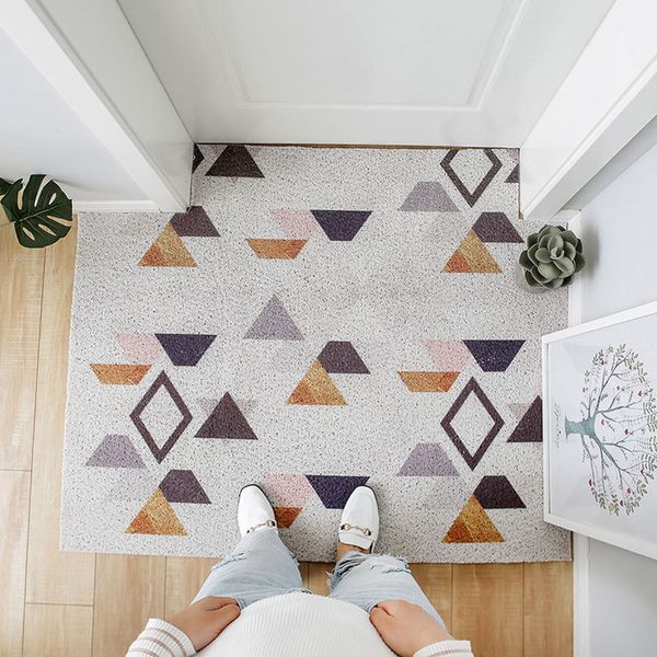 

toilet door hall floor anti-skid mats nordic floor mat entrance geometric printed carpet absorbent rug pvc non-slip