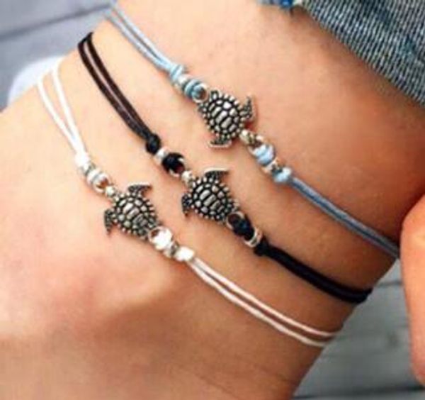 

boho anklet for women fashion black white wax string lacing foot jewelry beads bracelet fashion beach jewelry, Red;blue