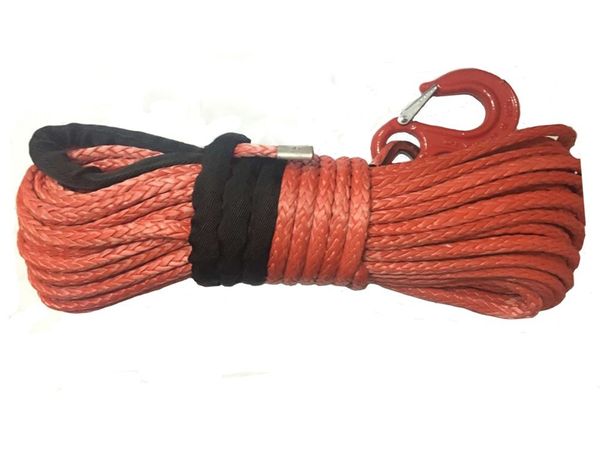 

1/2" x 100' synthetic winch line uhmwpe rope with hook