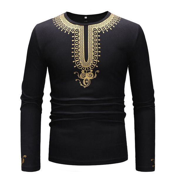 

fashion mens long sleeves pullover dashiki shirt african black tribal groom crew neck cool slim fit t-shirt for men, Red