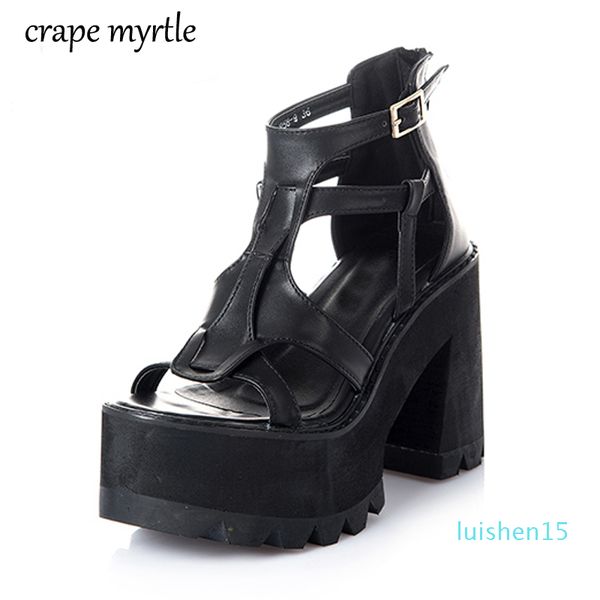 

chunky heel gladiator sandals women high heels women shoes open toe chunky shoes summer sandals for strappy heels yma162-1 l15, Black