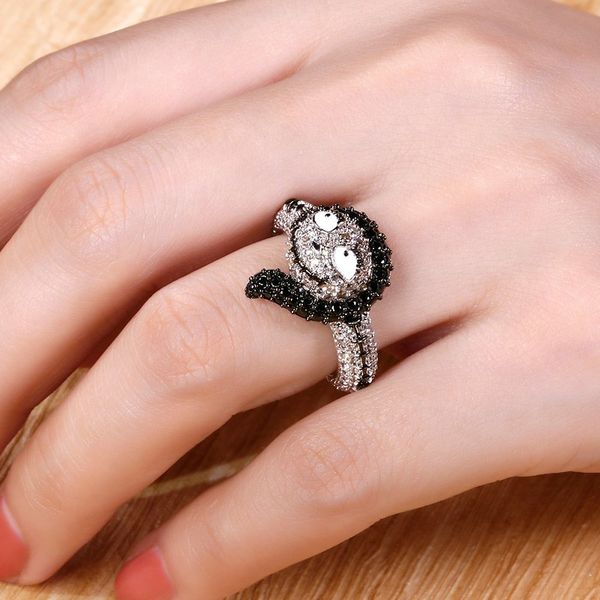 

nightmare before christmas crystal ring sally black enamel wedding rings couple classic jewelry party silver ring women gift