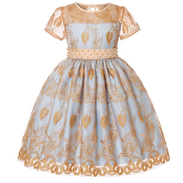 

girls dress embroidery bow wedding evening party dress kids dresses for girls elegent princess gown children clothing vestidos, Red;yellow