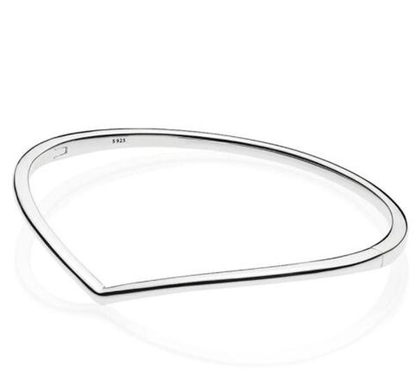 

new original 925 sterling silver bangle smooth shining wish bracelet bangle fit women bead charm diy fashion jewelry, Black
