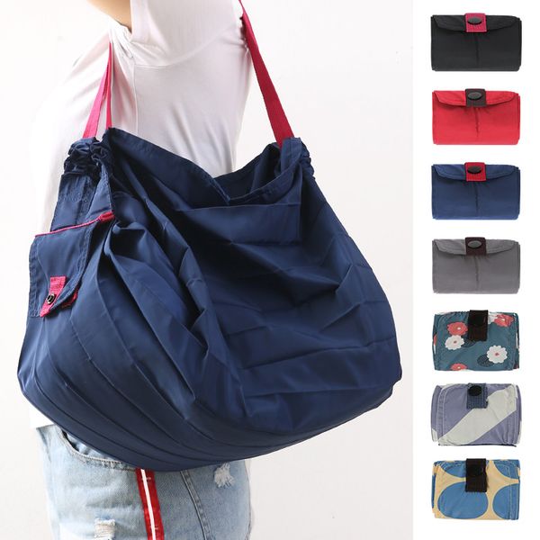 

korean style fast folding storage eco friendly bag travel spring roll bag supermarket female shoulder for shopping