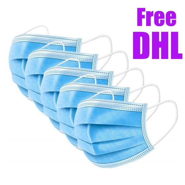 

in stock face masks disposable 3 layers dustproof mask waterproof facial protective cover masks set anti-dust dhl