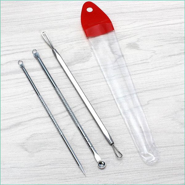 

3pcs/set blackhead remover acne blackhead vacuum comedone blemish extractor pimple needles removal tool spoon for face hairclippers2010