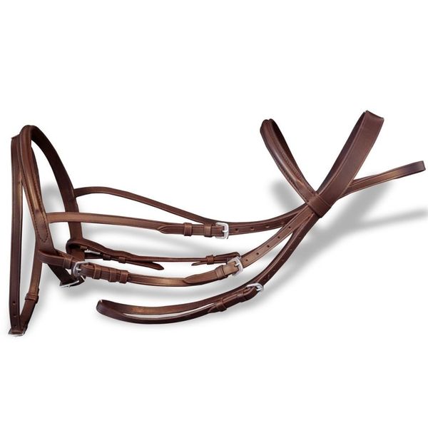 

leather flash bridle with reins and bit brown cob garden sets