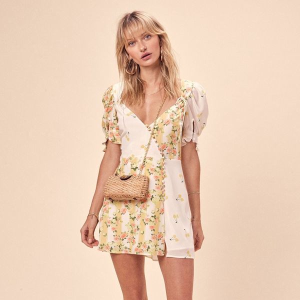 

цветочные печати мини платье лета женщин лоскутная кнопка фонарь shory рукавом v шеи сексуальное платье элегантный цветочный короткое платье, Black;gray