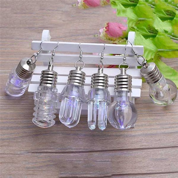 

dangle & chandelier women's fashion funny nightclub jumping bulb earrings colorful light jewelry creative gifts trendy, Silver
