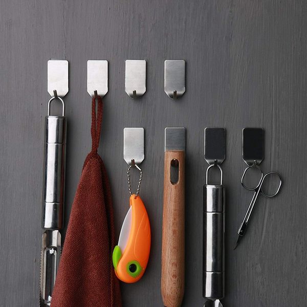 

8pcs adhesive hooks wall hooks hanger 304 stainless steel self adhesive waterproof rack maxi bearing 5kg