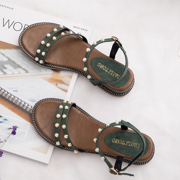 Summer Holiday Women Beach Sandals Beading Diamond Decoration